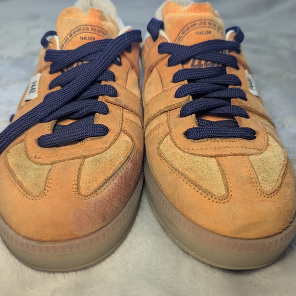 P448 Monza Italian Suede Sneaker Orange with Purple Laces Gumsole EU Size 38